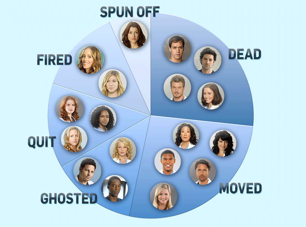 Grey's Anatomy Exits, Pie Chart Grey's Anatomy Exits, Pie Chart